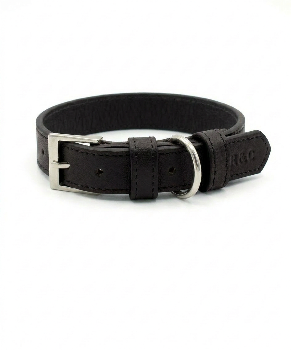 Black Leather Dog Collar