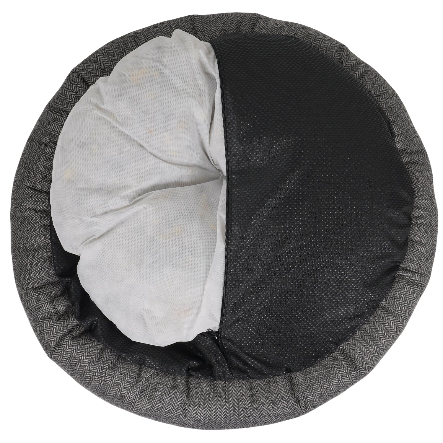 Grey Herringbone Donut Dog Bed | Balmoral - Ralph & Co