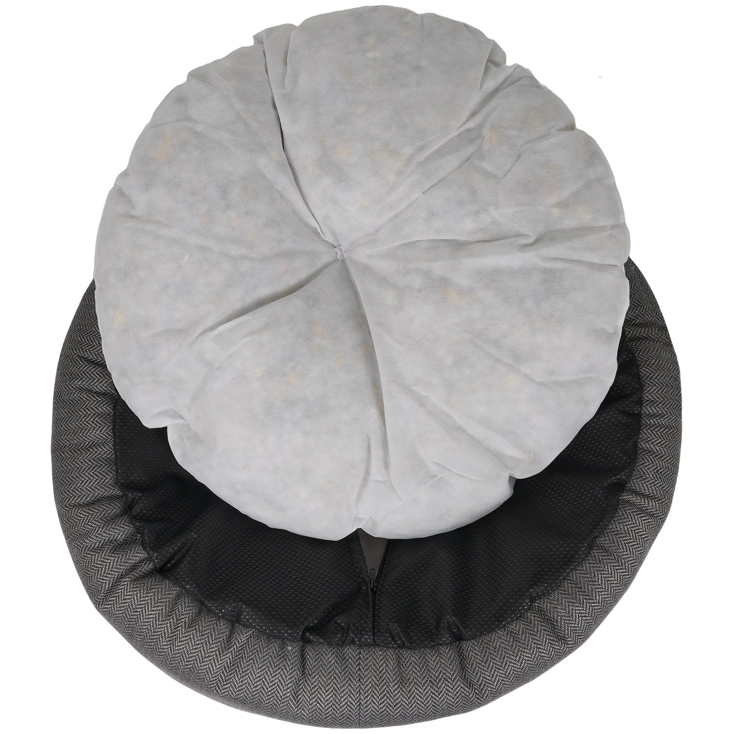 Grey Herringbone Donut Dog Bed | Balmoral - Ralph & Co