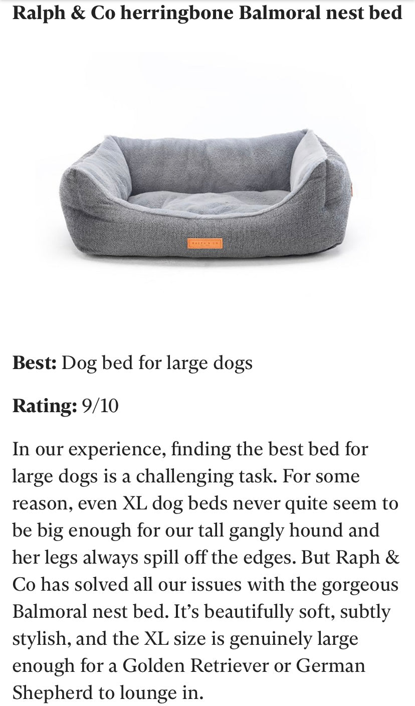 Herringbone Grey Dog Bed | Balmoral - Ralph & Co