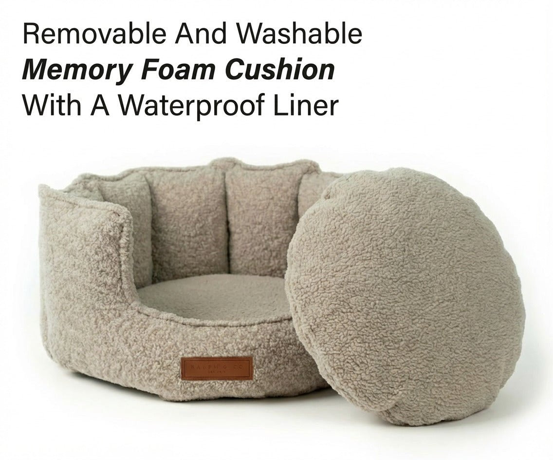 Luxury High Wall Boucle Dog Bed With Removable Covers | Cotswold - Ralph & Co