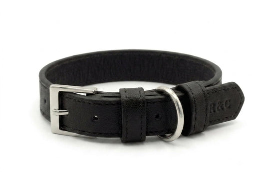Black Leather Dog Collar - Ralph & Co