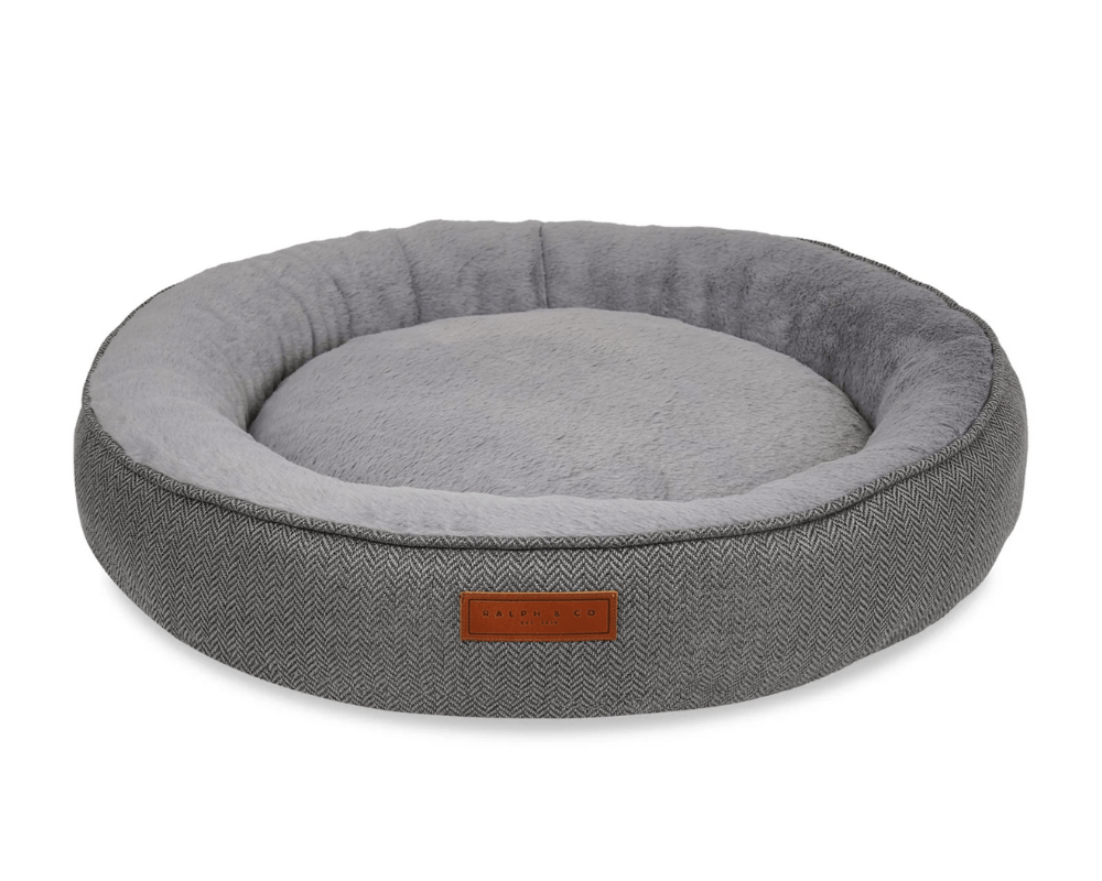 Grey Herringbone Donut Dog Bed | Balmoral - Ralph & Co