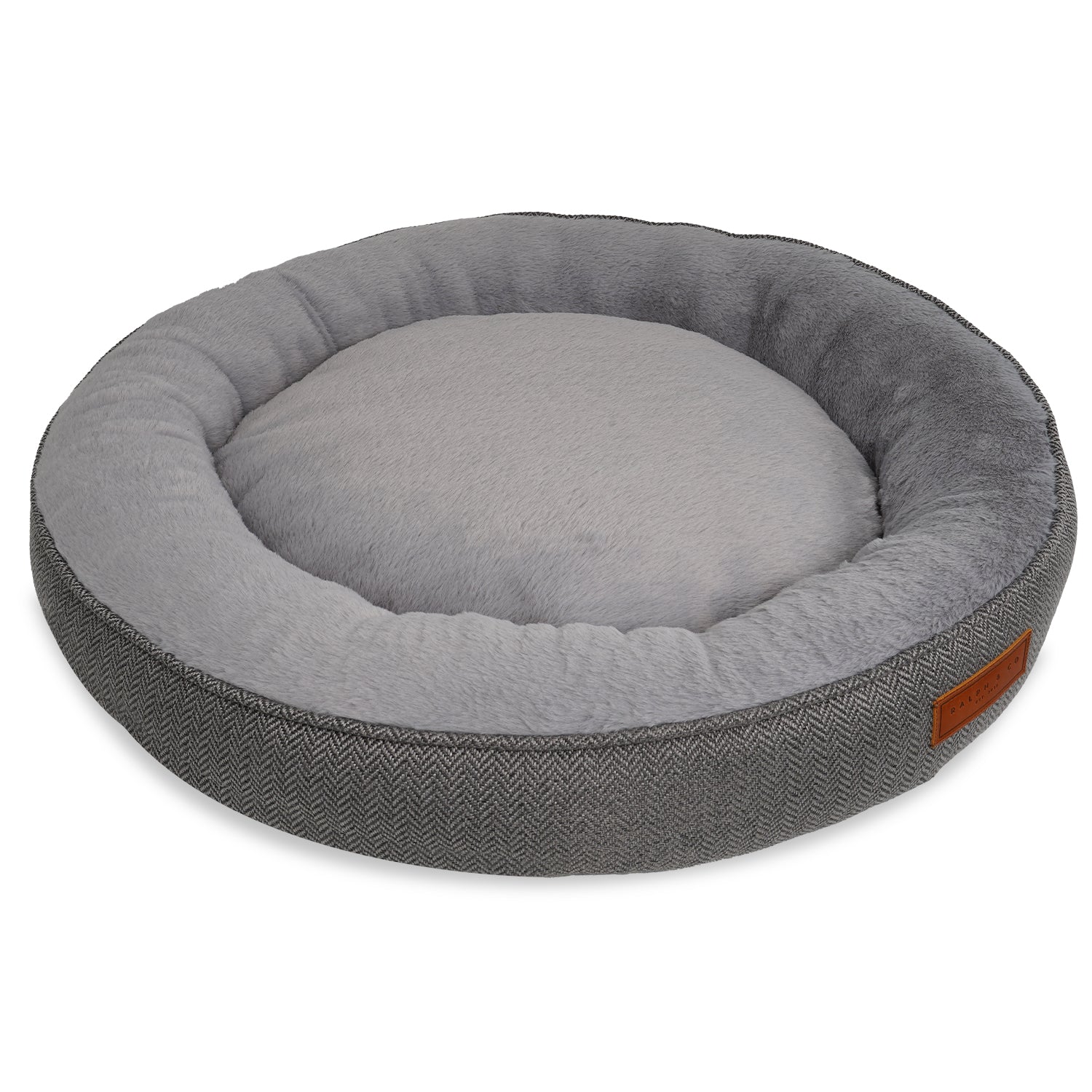 Grey Herringbone Donut Dog Bed | Balmoral - Ralph & Co