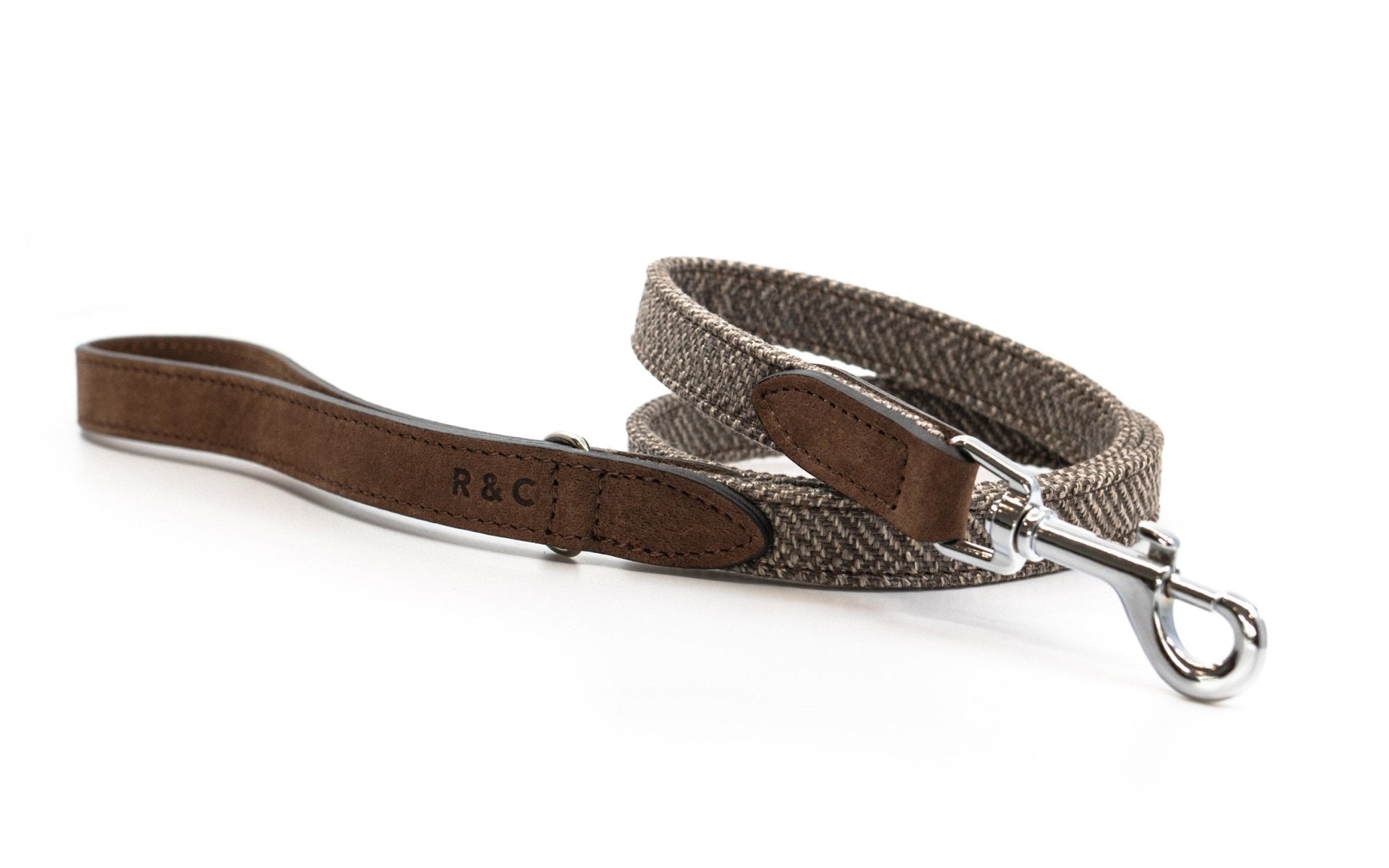 Luxury Leather Dog Lead Herringbone Nubuck Design Lincoln