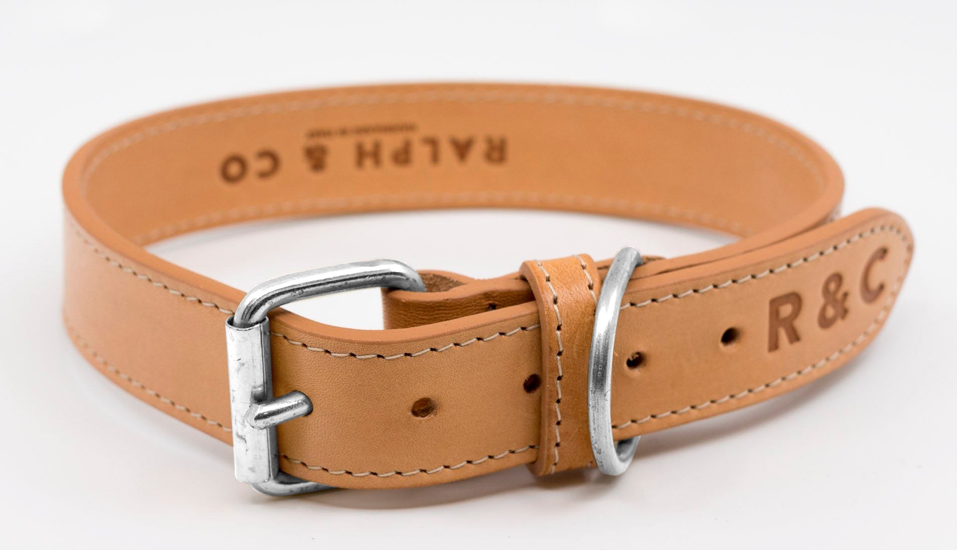 Leather Dog Collar Timeless Tan Colour Italian Leather