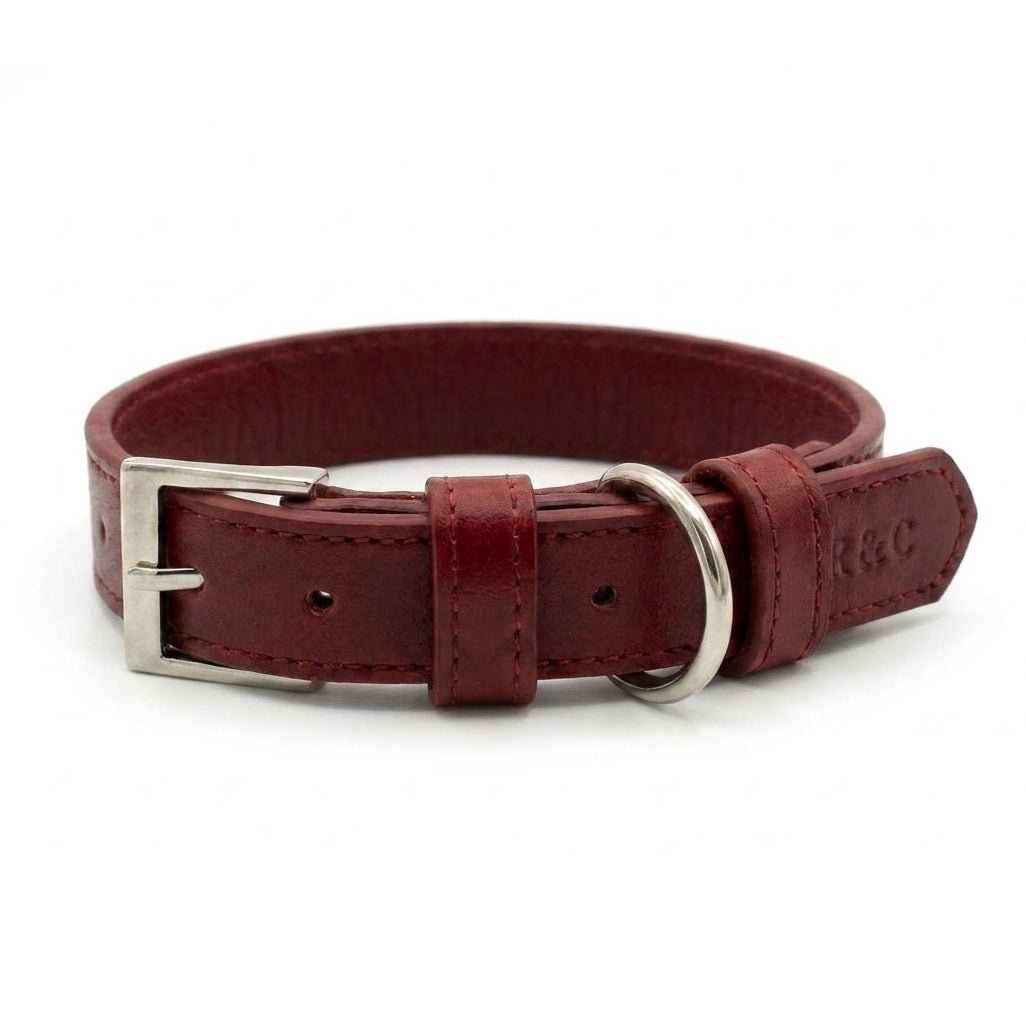 Oxblood Red Leather Dog Collar - Ralph & Co