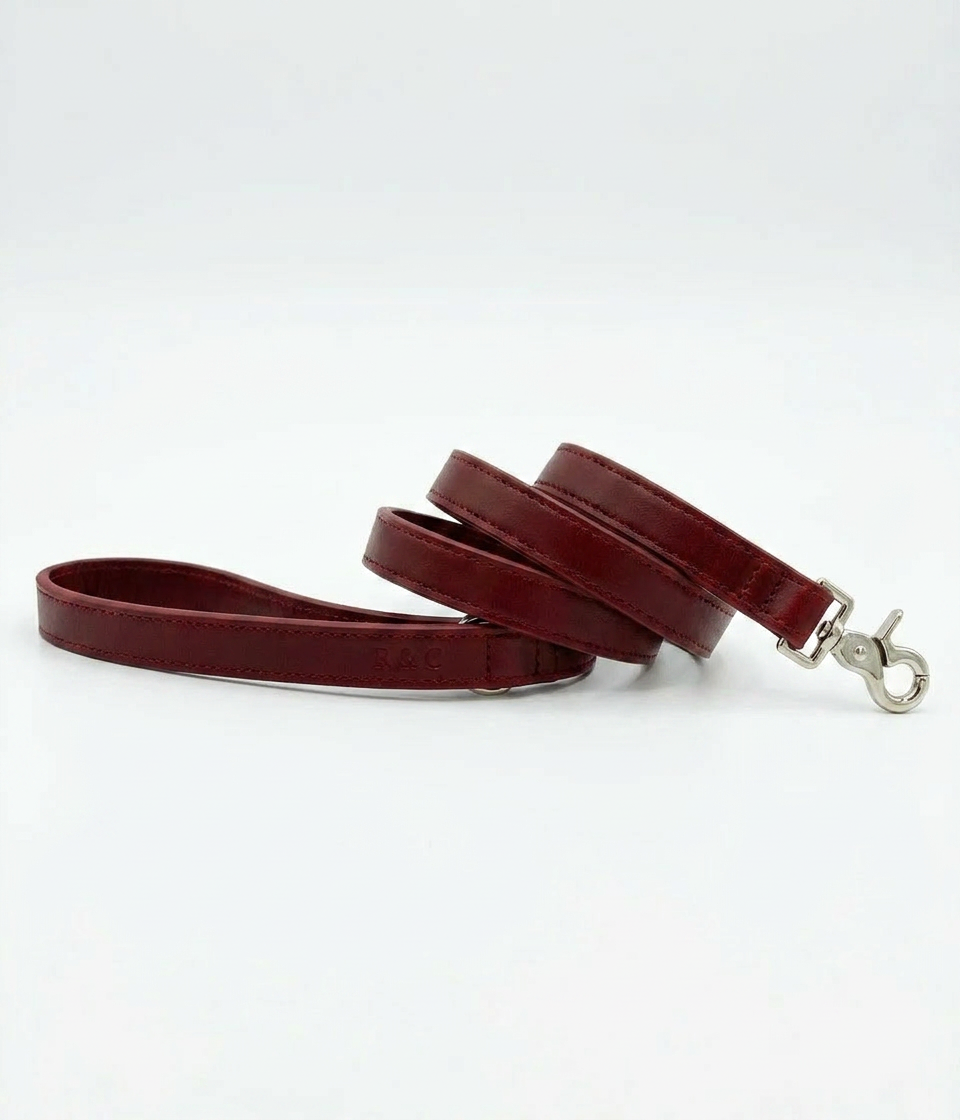 Oxblood Red Leather Dog Lead