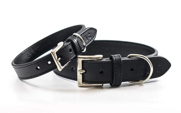 Black Leather Dog Collar - Sorrento