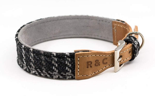 Ralph and Co Tweed & Leather Dog Collar - Ascot 35: Neck - 25-31cm